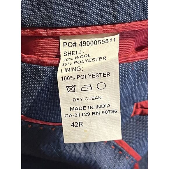 Alfani 42R Slim Royal Cobalt Blue Nailhead Casual Blazer Sport Coat Jacket - Picture 13 of 13